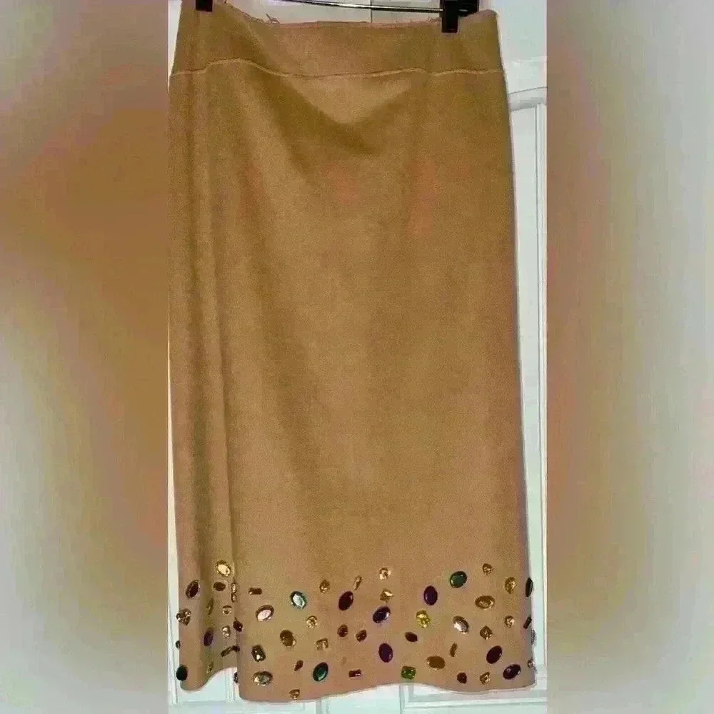 BCBG custom bejeweled contemporary wool skirt Size 12